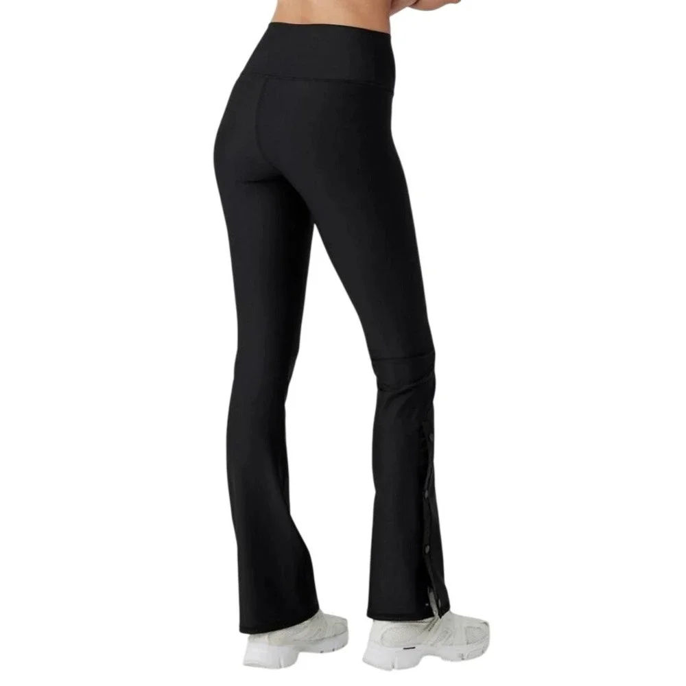 Alo Yoga Airbrush‎ High-Waist Snap Flare Leggings Black XS NWT